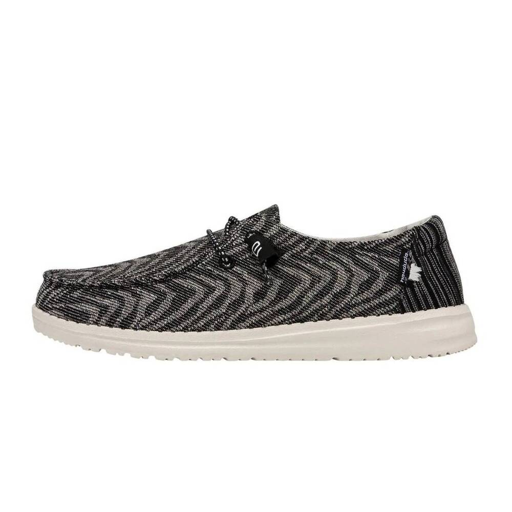 NEW HEY DUDE women's wendy woven sneakers in zebra black stripe
